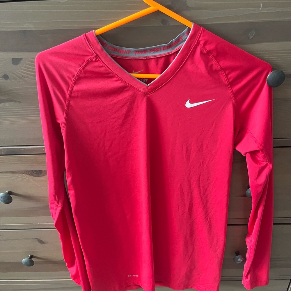 Nike Pro Combat Red and Gray Shirt